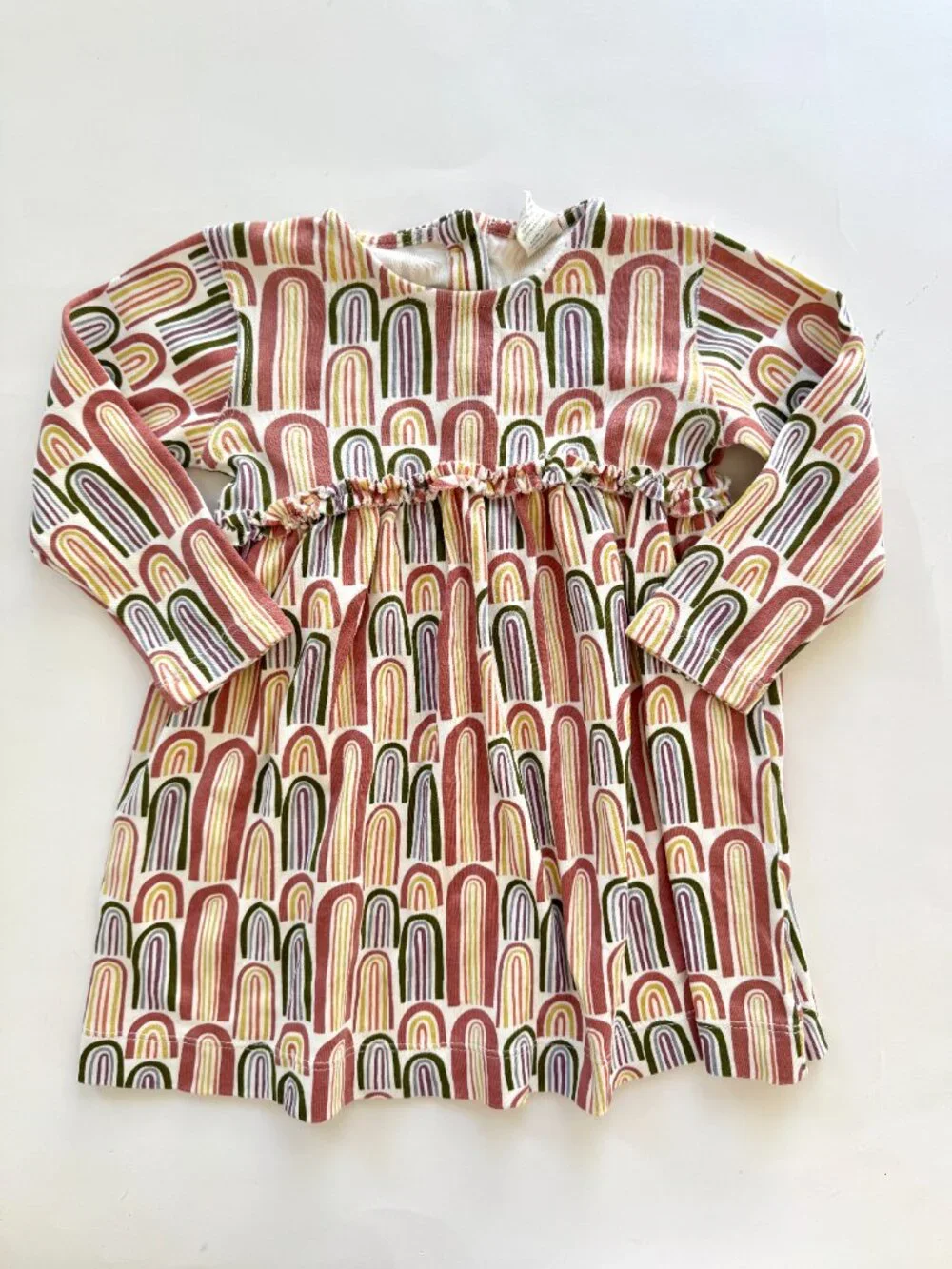 Kate Quinn Girls Rainbow Print Dress Long Sleeve 18-24m